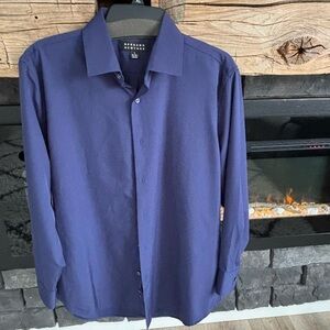 Brisbane Moss Men's Classic Navy Dress Shirt